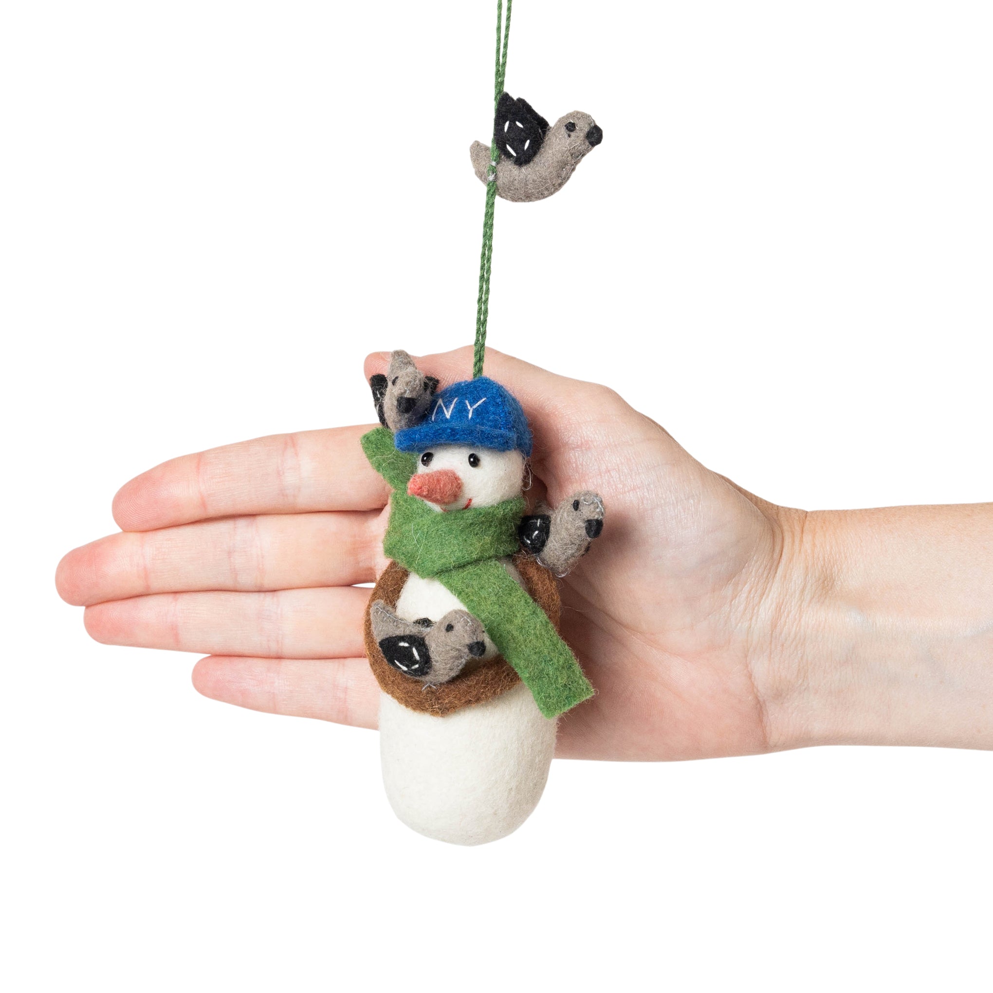 NYC Felt Ornament - Snowman with Baseball Hat - Image 5