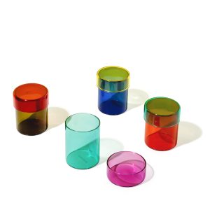 Multicolor Glass Jars - Set of 4