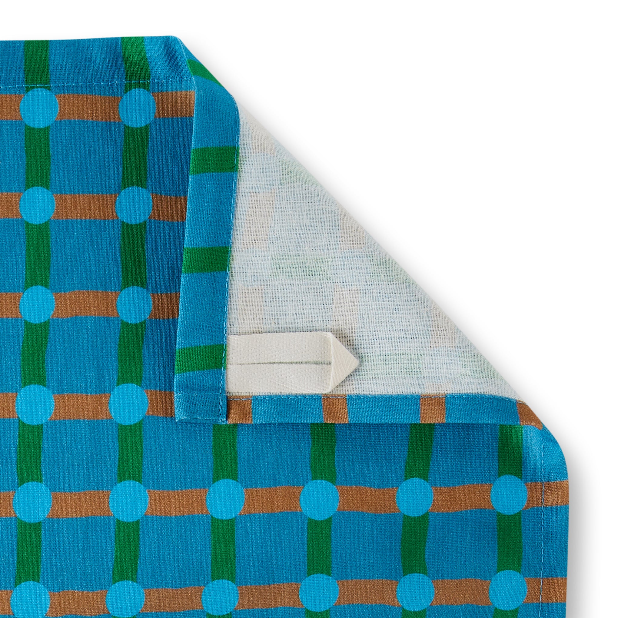 Dot Check Linen & Cotton Tea Towel - Blue/ Green - Image 5