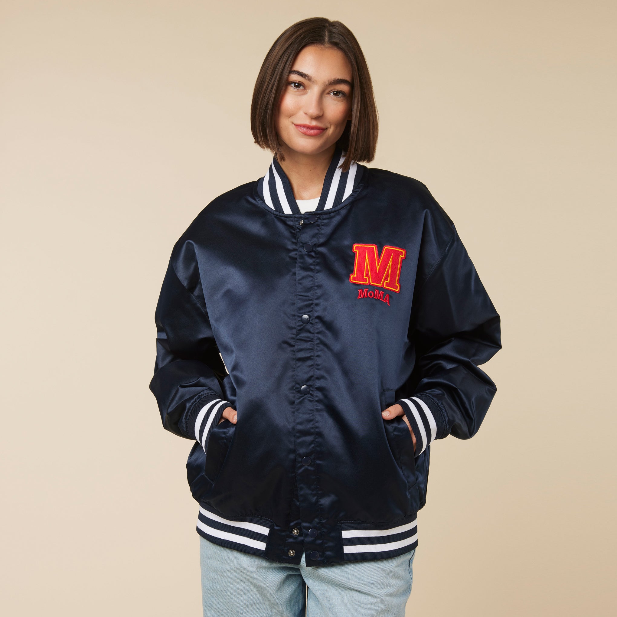 MoMA Champion Satin Bomber Jacket - Image 6