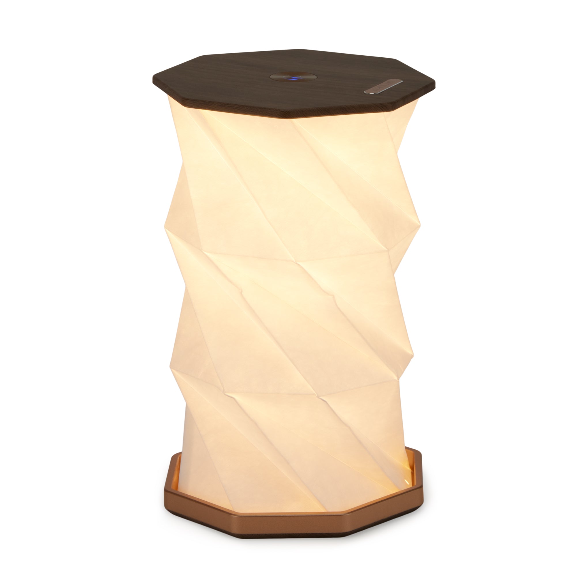 Twist Hexagon Portable Table Lamp - Walnut