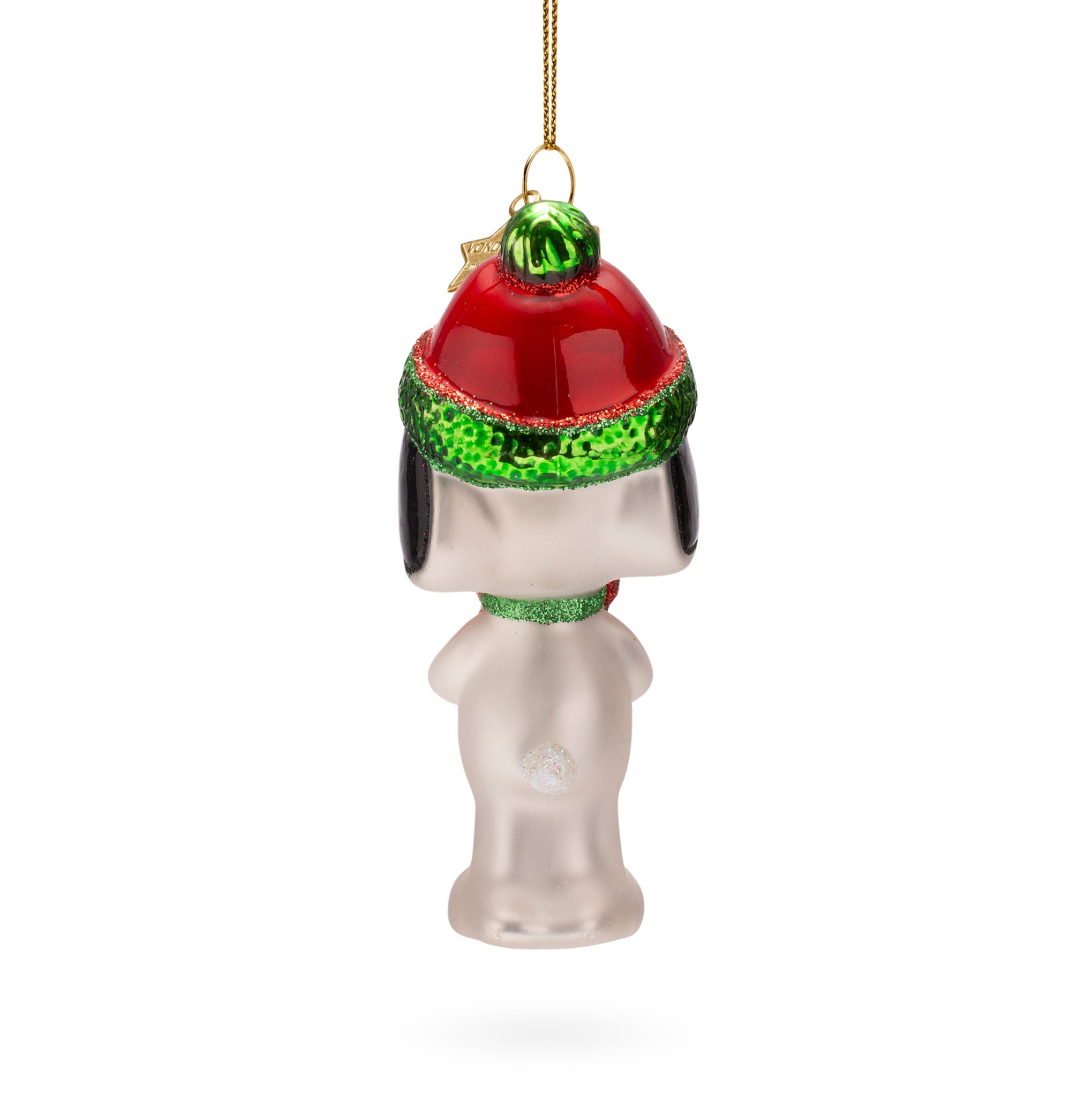 Snoopy Glass Holiday Ornament - Snoopy with Present - Image 3